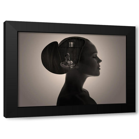 Inner Child Black Modern Wood Framed Art Print by Golchin, Aryana