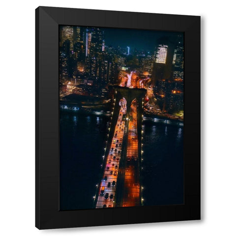 Flying Nyc Black Modern Wood Framed Art Print by De La, Javier