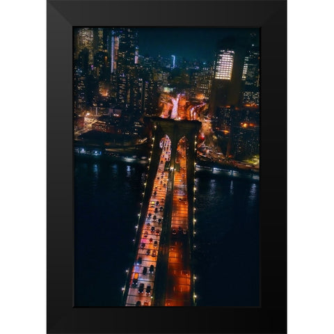 Flying Nyc Black Modern Wood Framed Art Print by De La, Javier