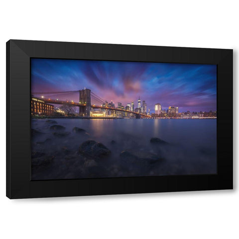 Brooklyn Dusk Black Modern Wood Framed Art Print with Double Matting by F. Turienzo, Carlos