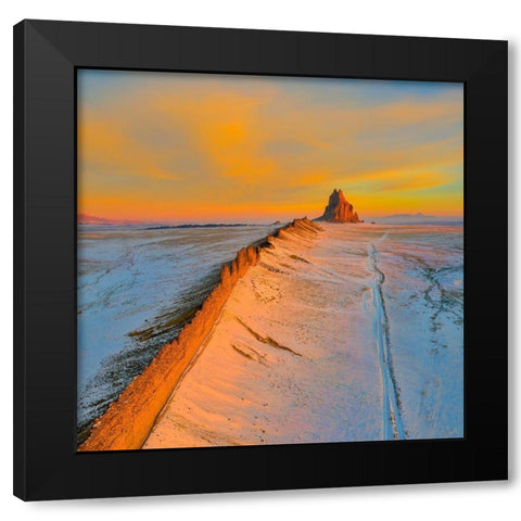 The Golden Wall Black Modern Wood Framed Art Print with Double Matting by Fan, John