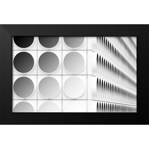 Circles And Squares Black Modern Wood Framed Art Print by Van Son, Greetje