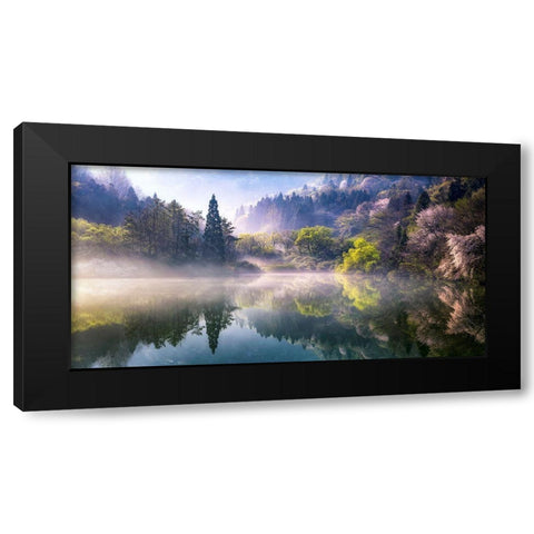 Morning Calm Black Modern Wood Framed Art Print by Eom, Gwangseop