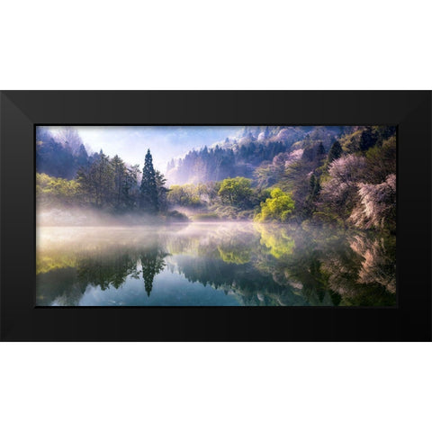 Morning Calm Black Modern Wood Framed Art Print by Eom, Gwangseop