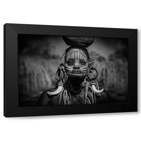 No Mursi Black Modern Wood Framed Art Print by Yosifov, Svetlin
