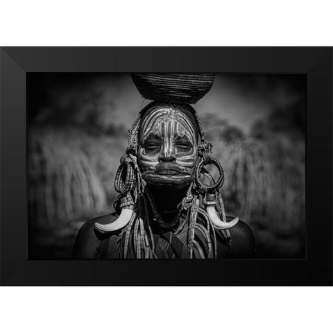 No Mursi Black Modern Wood Framed Art Print by Yosifov, Svetlin