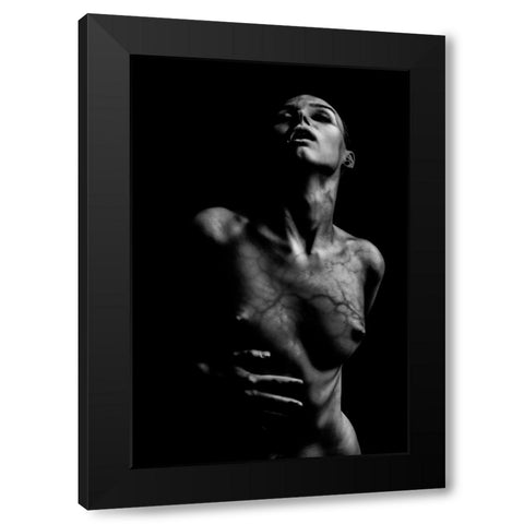Boiling Veins Black Modern Wood Framed Art Print by Valevicius, Aurimas