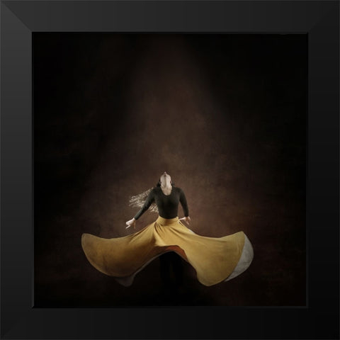 Iranian Dancer Black Modern Wood Framed Art Print by Hasheminasab, Moein