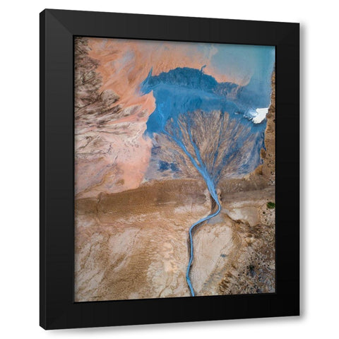 The Blue Tree Black Modern Wood Framed Art Print with Double Matting by Pelissier, Marc