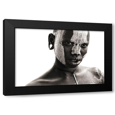 Mursi Face Black Modern Wood Framed Art Print with Double Matting by Yosifov, Svetlin