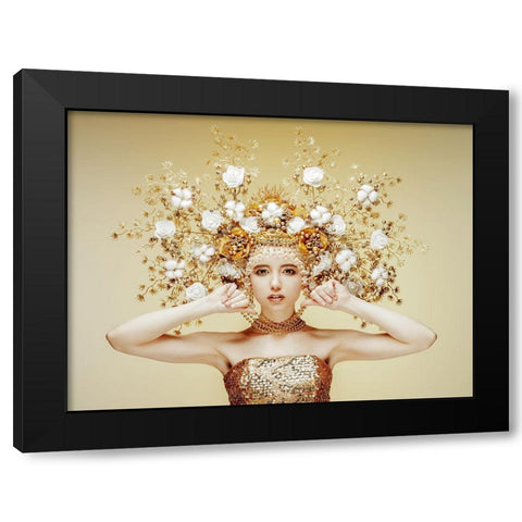Golden Fairy Black Modern Wood Framed Art Print with Double Matting by Smirnov, Sergei