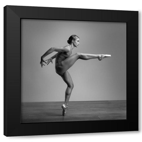 Ballerina March Black Modern Wood Framed Art Print by Valevicius, Aurimas