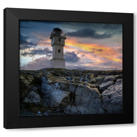The Lighthouse Black Modern Wood Framed Art Print by Keller