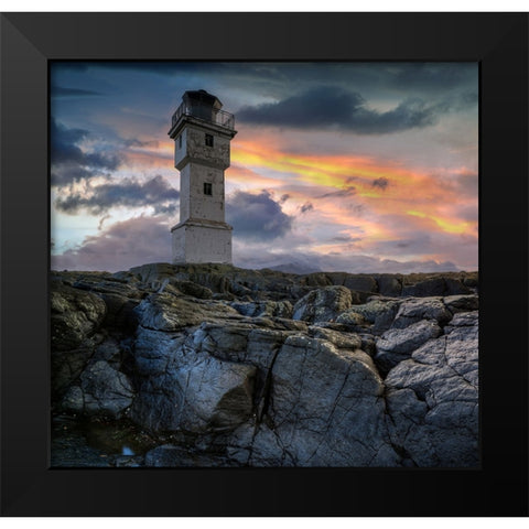 The Lighthouse Black Modern Wood Framed Art Print by Keller