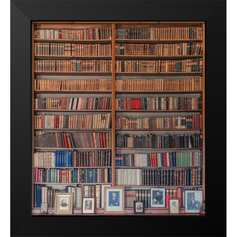 My Library Black Modern Wood Framed Art Print by Miroslaw