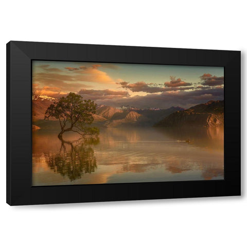 Lone Tree Not Alone Black Modern Wood Framed Art Print with Double Matting by Loong, Stanley