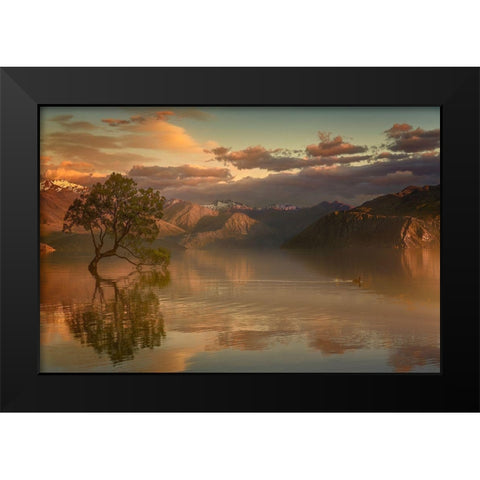 Lone Tree Not Alone Black Modern Wood Framed Art Print by Loong, Stanley