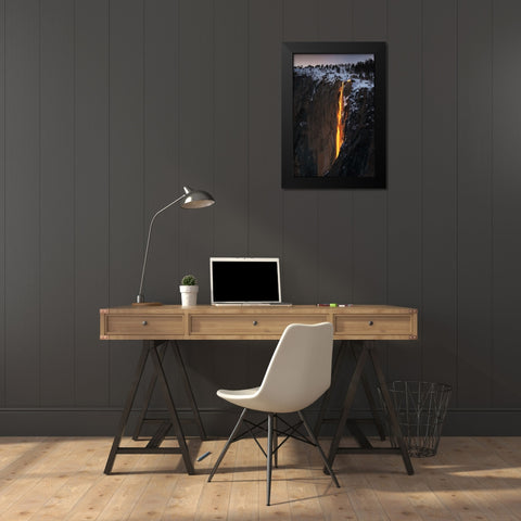 Firefall Black Modern Wood Framed Art Print by Ning, Aidong