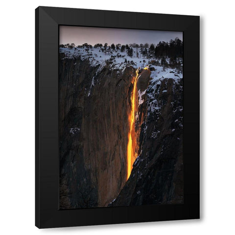 Firefall Black Modern Wood Framed Art Print by Ning, Aidong