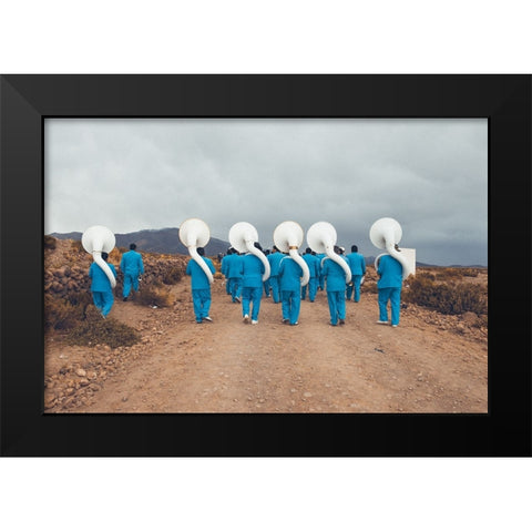 Music Anywhere Black Modern Wood Framed Art Print by Anton, Rostovskiy