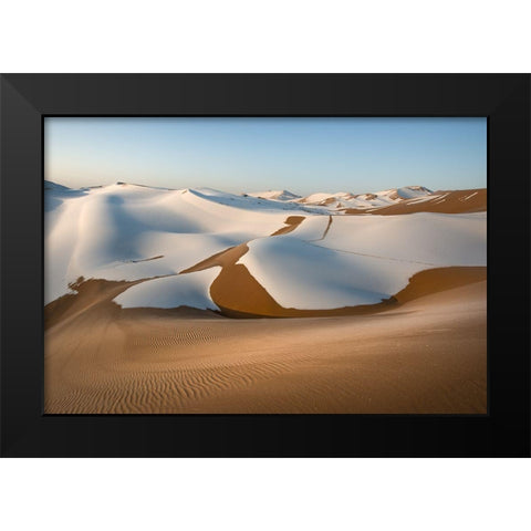 Badain Jaran Desert Black Modern Wood Framed Art Print by Shanyewuyu