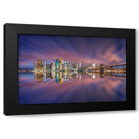 City Of Blinding Lights Black Modern Wood Framed Art Print by F. Turienzo, Carlos