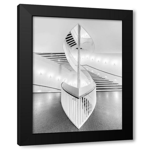 Spiral Staircase Black Modern Wood Framed Art Print with Double Matting by Zhao, Henry
