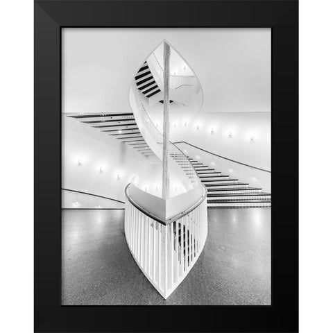 Spiral Staircase Black Modern Wood Framed Art Print by Zhao, Henry