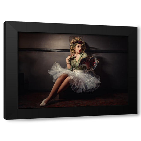 Giorgia Black Modern Wood Framed Art Print with Double Matting by Mancini, Massimiliano