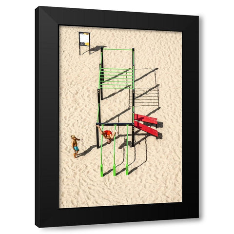 A Short Story About Games On The Beach Black Modern Wood Framed Art Print with Double Matting by Ignacy, Cembrzynski