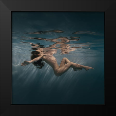 Stripes Black Modern Wood Framed Art Print by Laudin, Dmitry