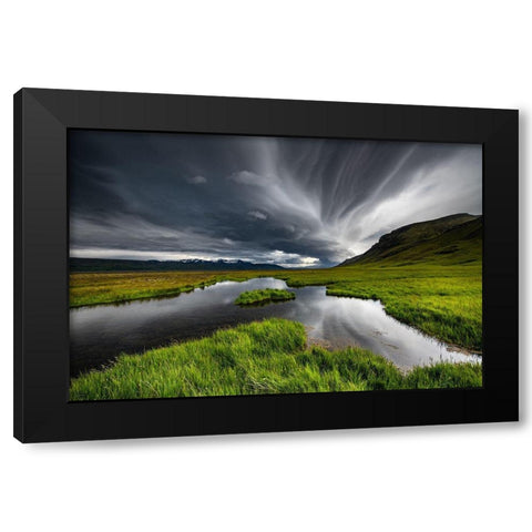 Stormy Iceland Lake Black Modern Wood Framed Art Print by Pelissier, Marc