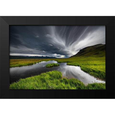Stormy Iceland Lake Black Modern Wood Framed Art Print by Pelissier, Marc