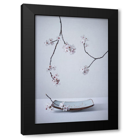 The First Cherry Blossom Black Modern Wood Framed Art Print by Karpova, Inna