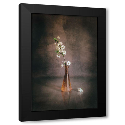 Spring Flowers Black Modern Wood Framed Art Print by Kiral, Cicek
