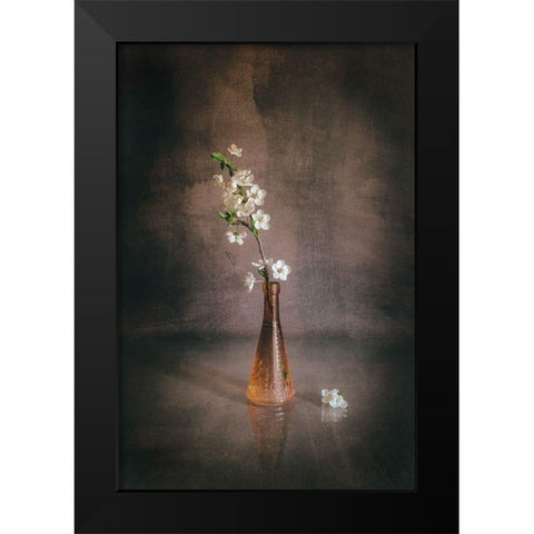 Spring Flowers Black Modern Wood Framed Art Print by Kiral, Cicek