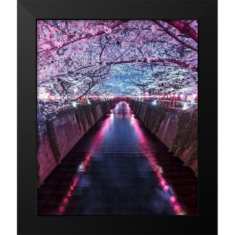 Sakura Season Black Modern Wood Framed Art Print by F4 Passion