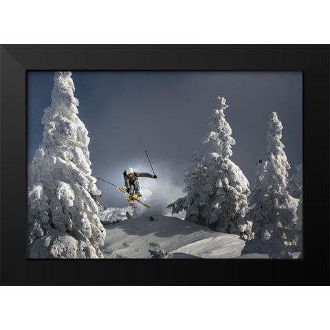 Ski Is Life Black Modern Wood Framed Art Print by Bertoncelj, Sandi