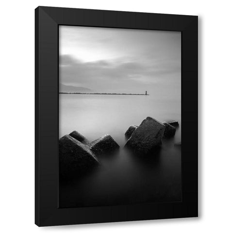 The Lighthouse Black Modern Wood Framed Art Print by Landwind