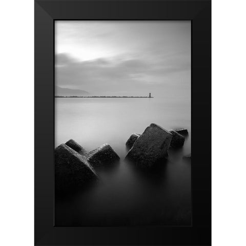 The Lighthouse Black Modern Wood Framed Art Print by Landwind