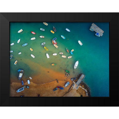 Port Of Chiclana Black Modern Wood Framed Art Print by Manuel Martin, Jose