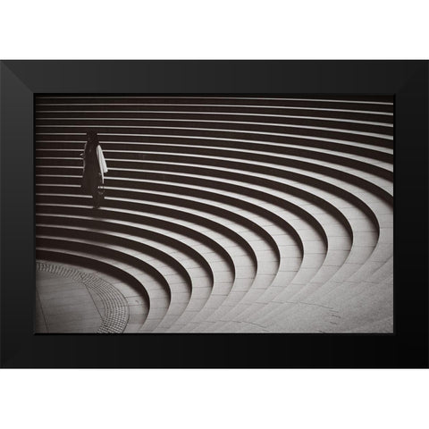 Represent By Line Black Modern Wood Framed Art Print by Kiri, Reiko