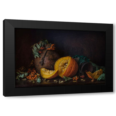 Pumpkin And Rowan Black Modern Wood Framed Art Print with Double Matting by Petina, Anna