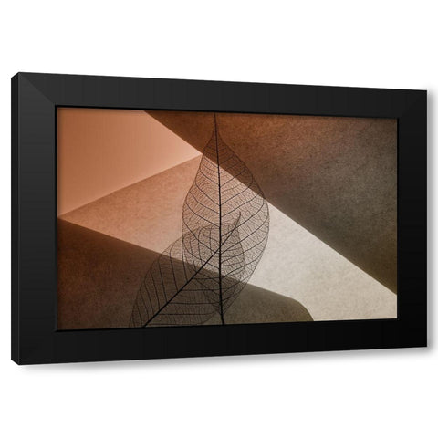 Leafs Black Modern Wood Framed Art Print with Double Matting by Kowatari, Shihya