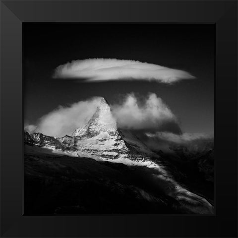 Cap Over The Three Spikes Black Modern Wood Framed Art Print by Svoboda Mqep, Peter