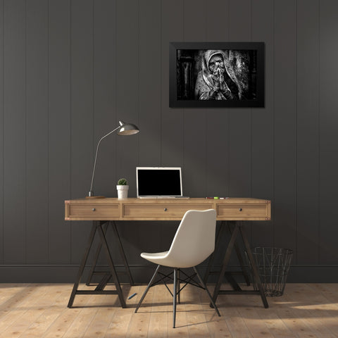 Bleassing People In Holi Festival - India Black Modern Wood Framed Art Print by Inazio Kuesta, Joxe