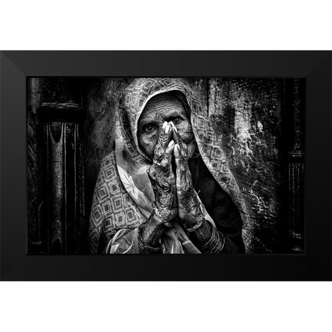 Bleassing People In Holi Festival - India Black Modern Wood Framed Art Print by Inazio Kuesta, Joxe