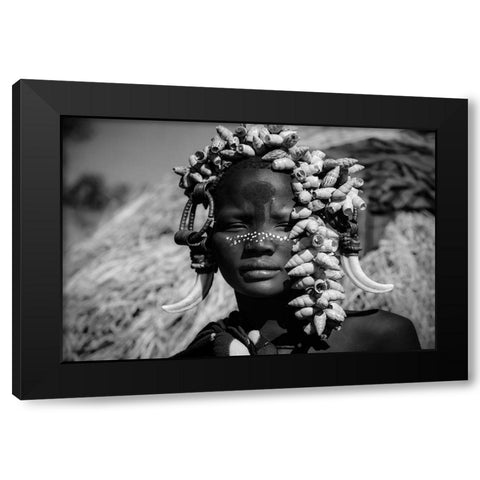 Sweety Mursi Girl Black Modern Wood Framed Art Print by Yosifov, Svetlin
