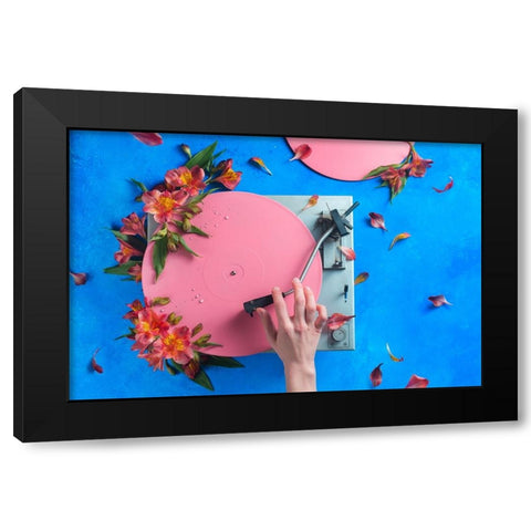 Spring Record Black Modern Wood Framed Art Print by Belenko, Dina