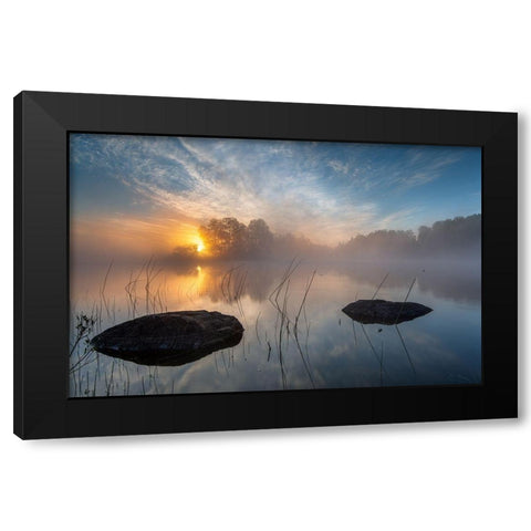 Morning Sun Black Modern Wood Framed Art Print with Double Matting by Keller